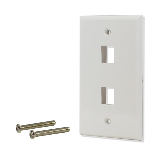 5 Pack Lot 2 port Hole Keystone Jack Wall Plate Smooth Surface White