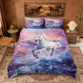 thumbnail image 2 of Erosebridal Chic Horse Duvet Cover Set for Girls, Pink Cherry Blossoms Bedding Full, Reversible 3pcs 1 Duvet Cover and 2 Pillowcases (No Comforter), 2 of 6