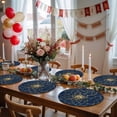 thumbnail image 5 of Round Placemats Abstract Golden Flower 15 inch Set of 2 Table Mats for Dining Table Floral Blue Modern Art Heat Resistant Non-Slip Kitchen & Home Decorative Place Mat Set, 5 of 8