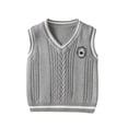thumbnail image 2 of Odeerbi Niños Niñas V Cuello Cable de Punto Suéter Chaleco Bordado Insignia Sin Mangas Uniforme Escolar Chaleco, 2 of 8