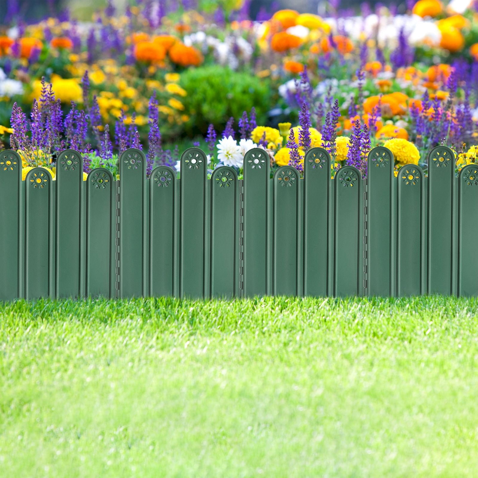 Clearance! Haidf 5Pcs Garden Fence, Connectable Landscape Edging, No Digging Plastic Border Fence for Flower Bed, Lawn, and Decorative Yard Patio, Garden Edging Fence, 8.3"W x 9.8"H, Black