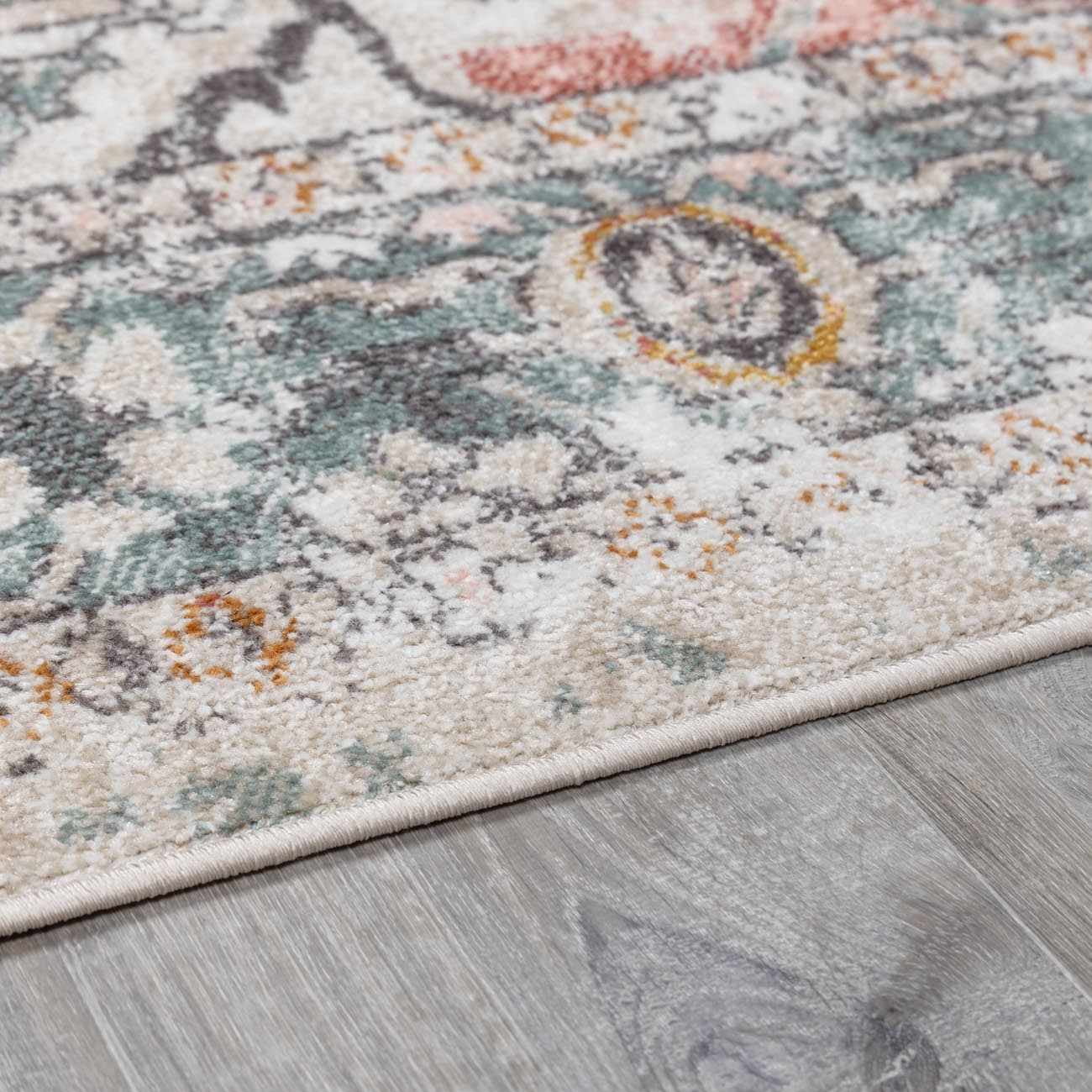Bolinas Traditional Oriental Living Room Area Rug - Bohemian Vintage Look - Boho Style - Contemporary Abstract Carpet - Multicolor, Beige, Red, Green - 7'10" x 10'3"