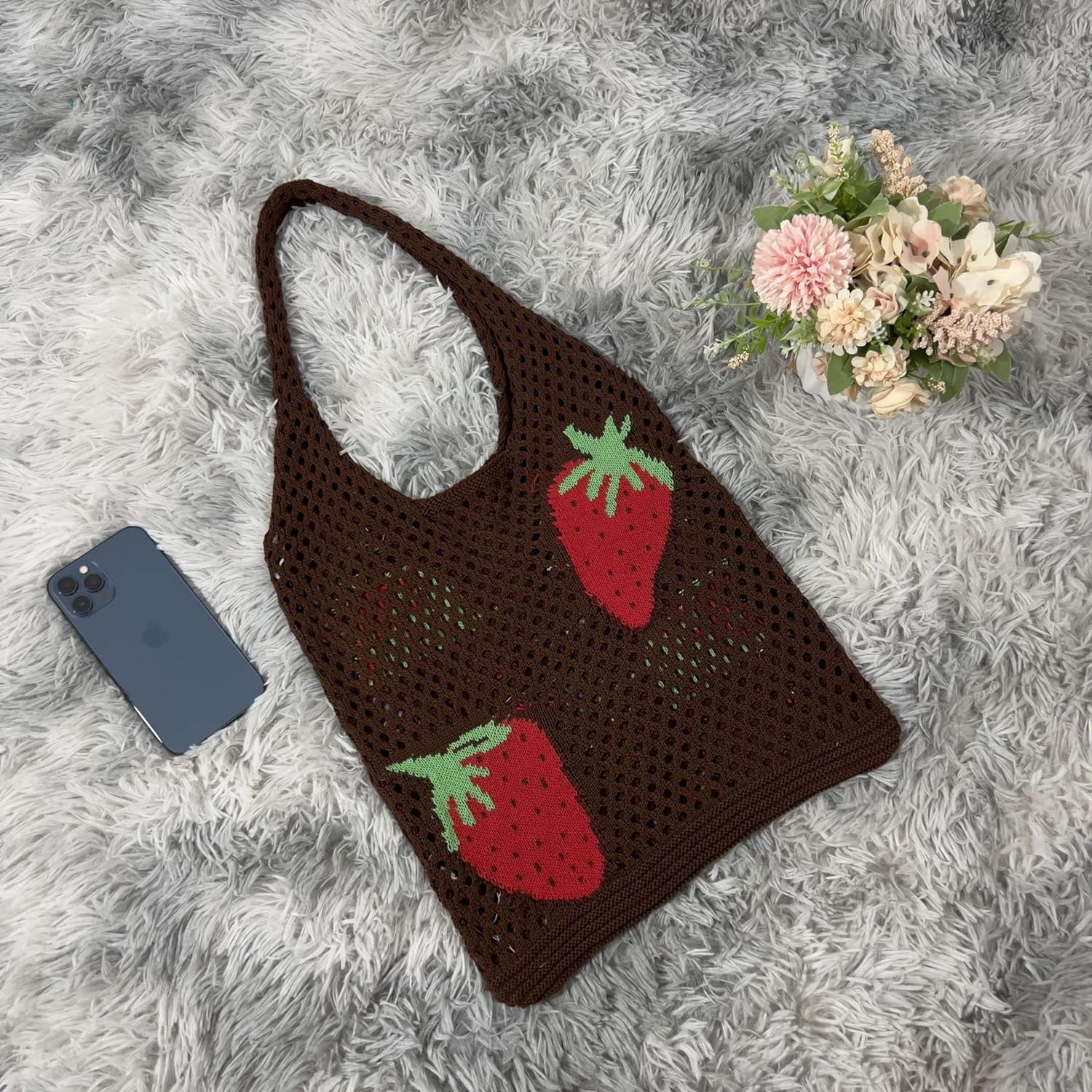 Kukuzhu Crochet Tote Bag Aesthetic Tote Bag Y2k Bag Fairy Aesthetic Tote Bags Fairy Accessories