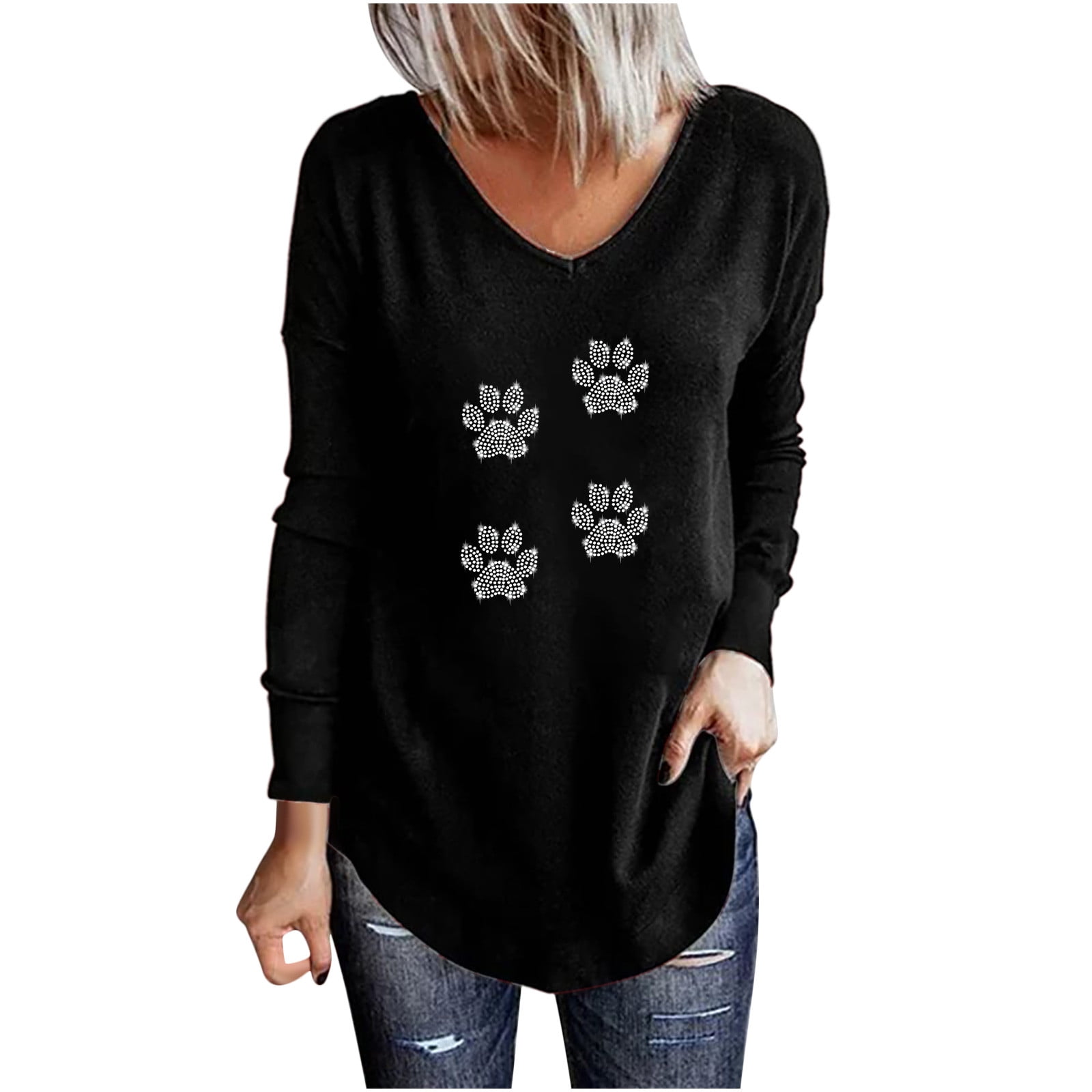 Women Long Sleeve Shirts Tunic Tops 