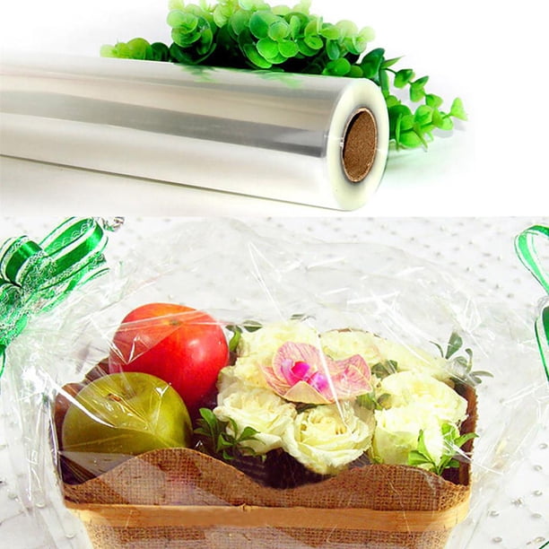 Rollo de envoltura de celofán transparente de 50cm x 20m, manualidades, regalo, envoltura de alimentos más gruesa 0.040mm Colcomx Rollos de celofán
