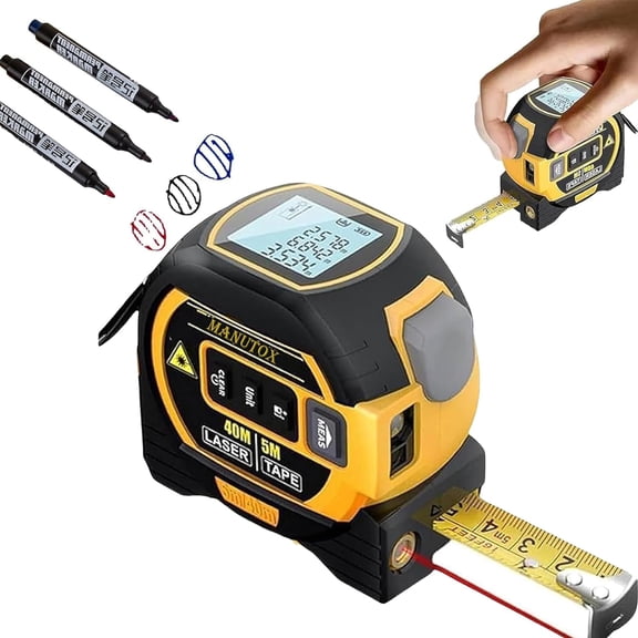 Generic 3-in-1 Infrared Laser Tape Measuring, Digital Tape Measure with Laser, Laser Measuring Tape, Laser Measuring Tool, Retractable Electric Tape Measure with Led Display (60m(196FT))