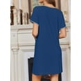 thumbnail image 3 of Avidlove Nightgowns for Women Button Down Bamboo Viscose Nightshirts Short Sleeve Sleepshirt Crew Neck House Dress with Pockets Sleepwear, 3 of 8