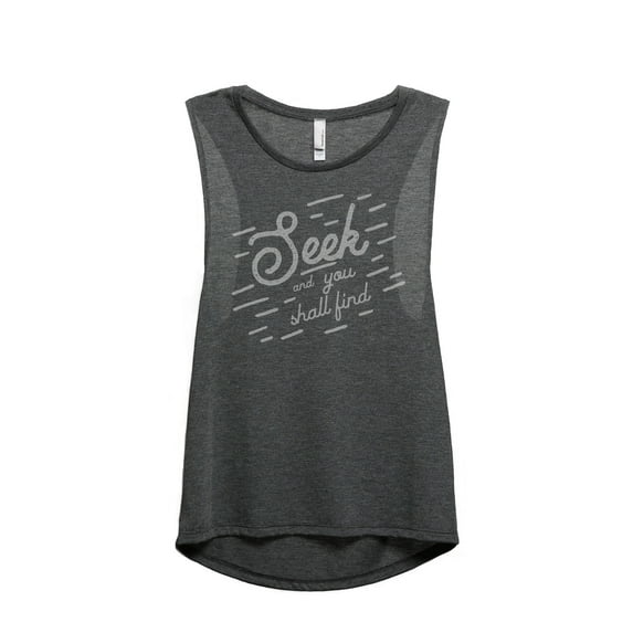 Thread Tank Seek You Shall Find Women's Sleeveless Muscle Tank Top Charcoal Medium
