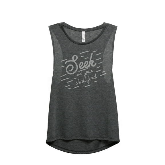 Thread Tank Seek You Shall Find Women's Sleeveless Muscle Tank Top Charcoal Small