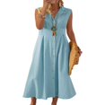 thumbnail image 1 of JUNWELL Robe Maxi en Coton et Lin pour Femmes, Sans Manches, Décontractée, Ligne A, 1 of 8
