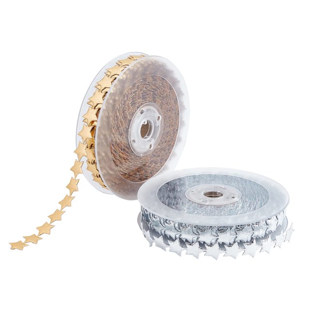 Cinta Decorativa NBEADS con Brillantina de Estrellas, 2 rollos de 15 mm