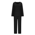 thumbnail image 6 of BXINGOHAI Women's Pajamas 2 Piece Sets Crewneck Long Sleeve Sleepshirt and Elastic Waist Pants Sets Loungewear Outfits Today Black,S, 6 of 6
