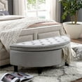 thumbnail image 2 of Posh Living Nathan Velvet Upholstered Half Moon Storage Ottoman in Light Gray, 2 of 9
