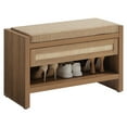 thumbnail image 1 of Rattan Shoe Bench Entryway Shoe Rack with Storage Organizer Drawer and Cushion, 1 of 8