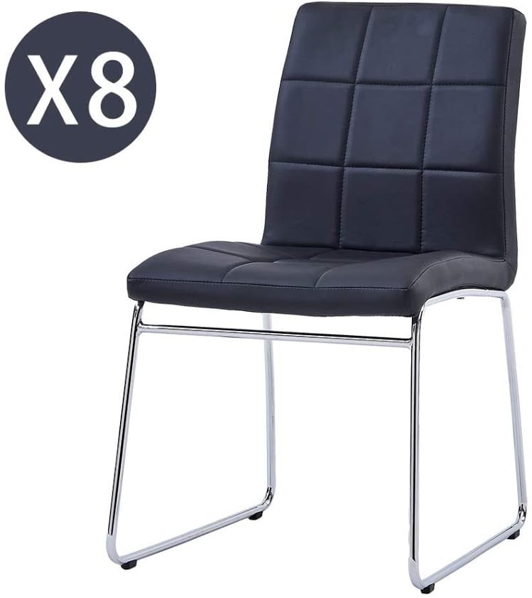 High Back Padded Kitchen Chairs with Chrome Metal Legs for Dining Room Living Room Office and Lounge Volitation Modern Faux Leather Dining Chairs Set of 6