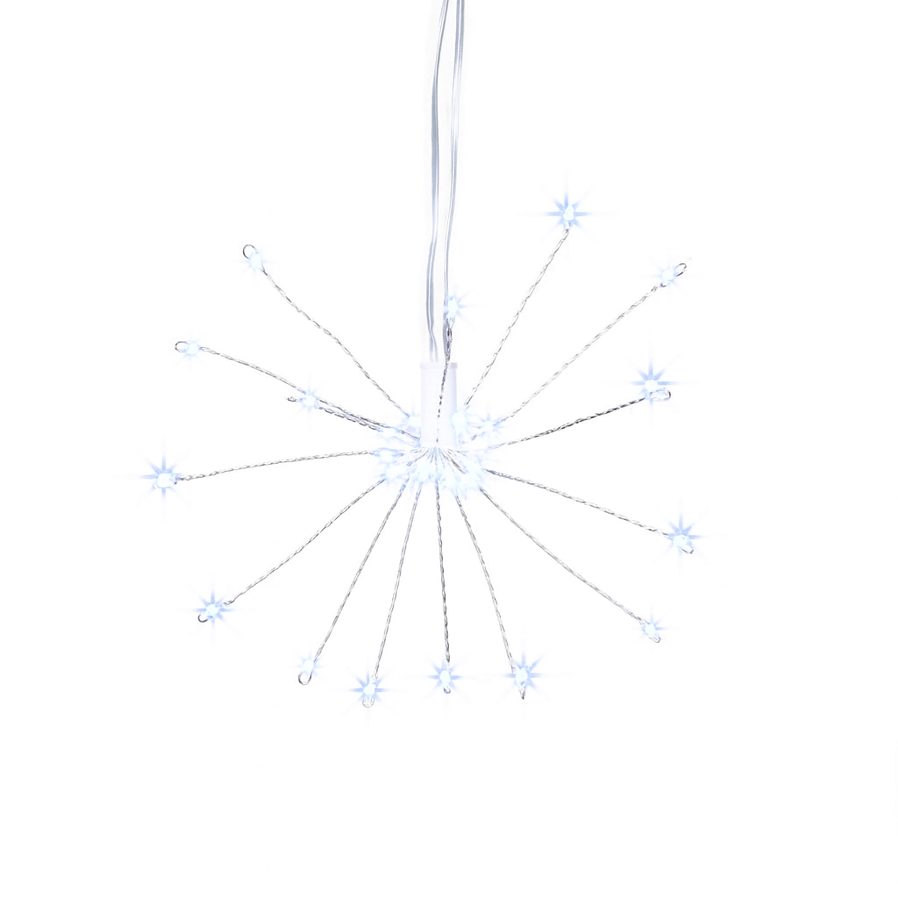 Indoor/Outdoor 6-Count LED 8-Function Starburst Christmas String Lights, Cool White, Transparent Wire, 7.5', by Holiday Time