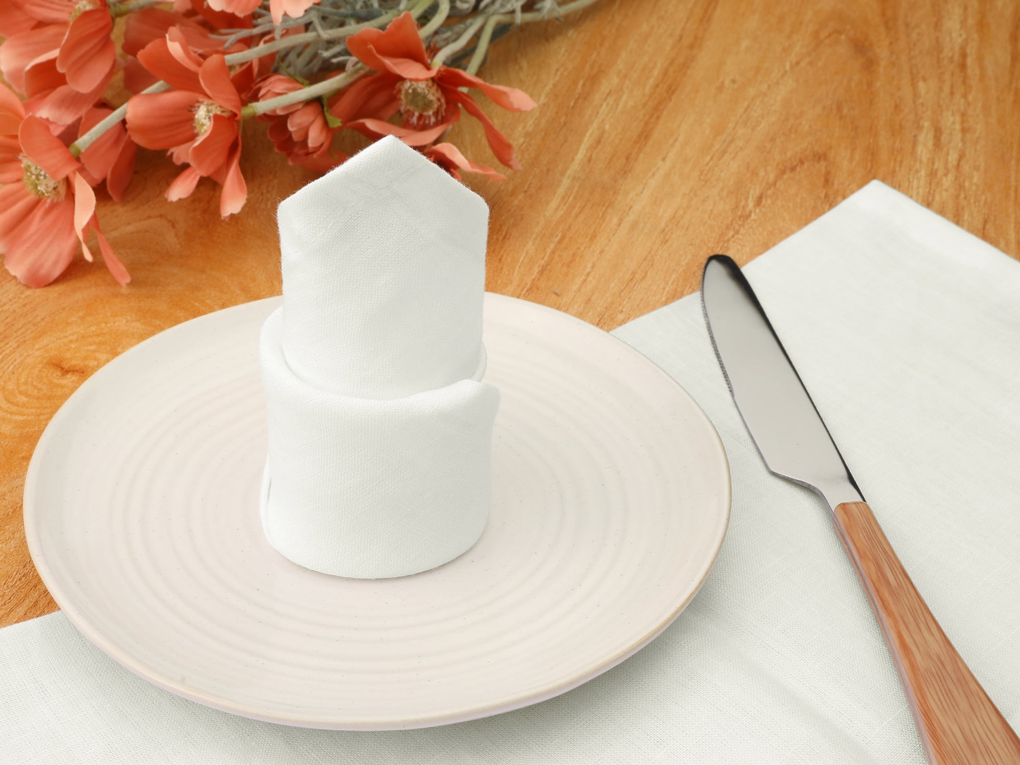 Unique Bargains 6 Pack Linen Napkins Great Napkins for Party Wedding Dinner Banquet White