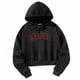 thumbnail image 5 of Sudadera corta para mujer, ropa cómoda con cordón, sudadera holgada, sudaderas con capucha con estampado de letras elegantes para otoño e invierno M, 5 of 10
