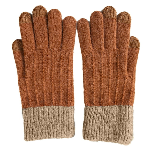 Guantes mágicos térmicos elásticos con pantalla táctil de invierno, tejidos de lana cálida y forrados con vellón grueso