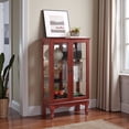 thumbnail image 2 of Tcbosik 43.3"H Glass Display Cabinet with Light, Curio Cabinet with Adjustable Shelves and 2 Doors, Bookcase for Living Room Bedroom, Cherry, 2 of 11
