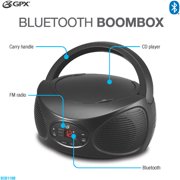 GPX Bluetooth Wireless CD, FM Radio Boombox, Black, BCB119B