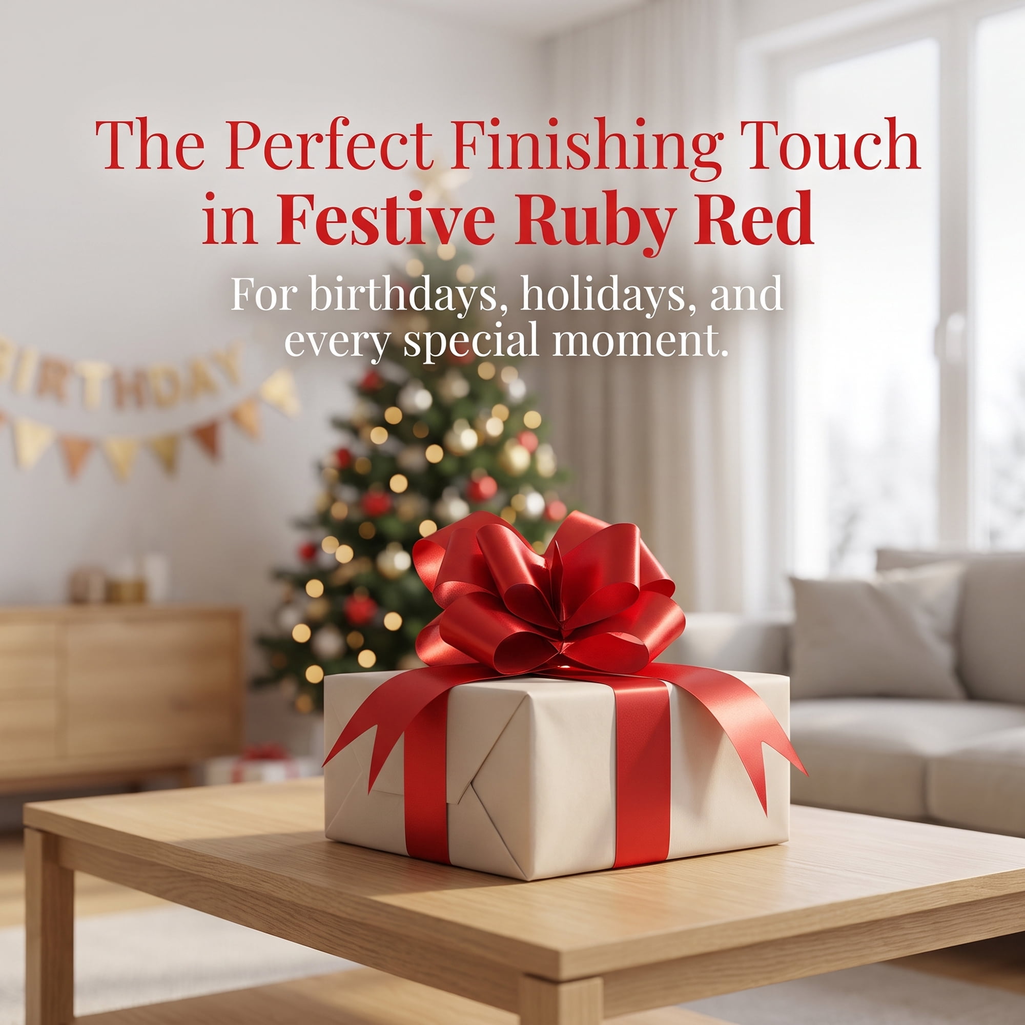 Unique Bargains Crush-resistant Metallic-finish Ribbon Bow for Elegant Gift Wrapping Red