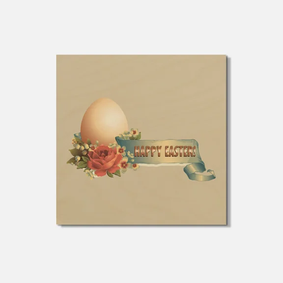 Vintage Egg Happy Easter 4'' X 4'' Square Wooden Coaster