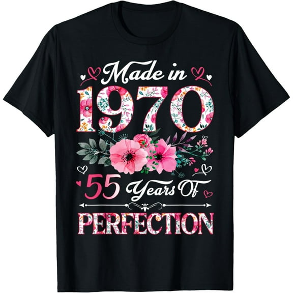 55 Year Old Made In 1970 Floral 55th Birthday Women T-Shirt