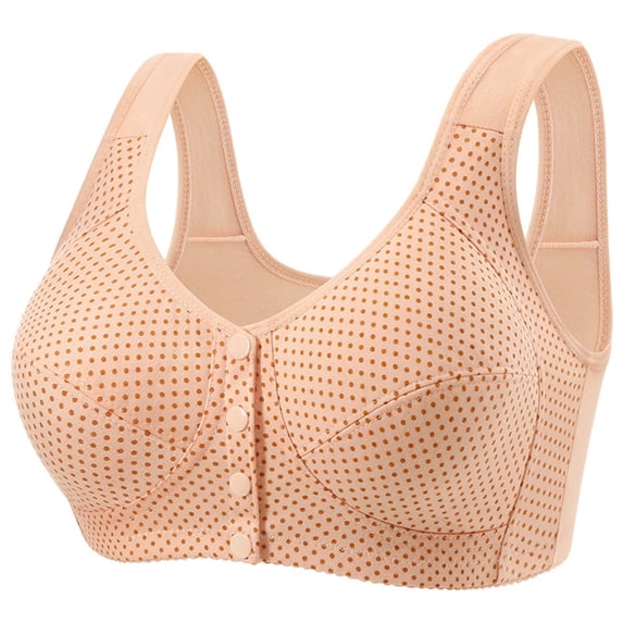 Zpanxa Mesh Bras for Women Breathable Front Closure, Wide Straps Plus Size Everyday Wear Beige 46BC
