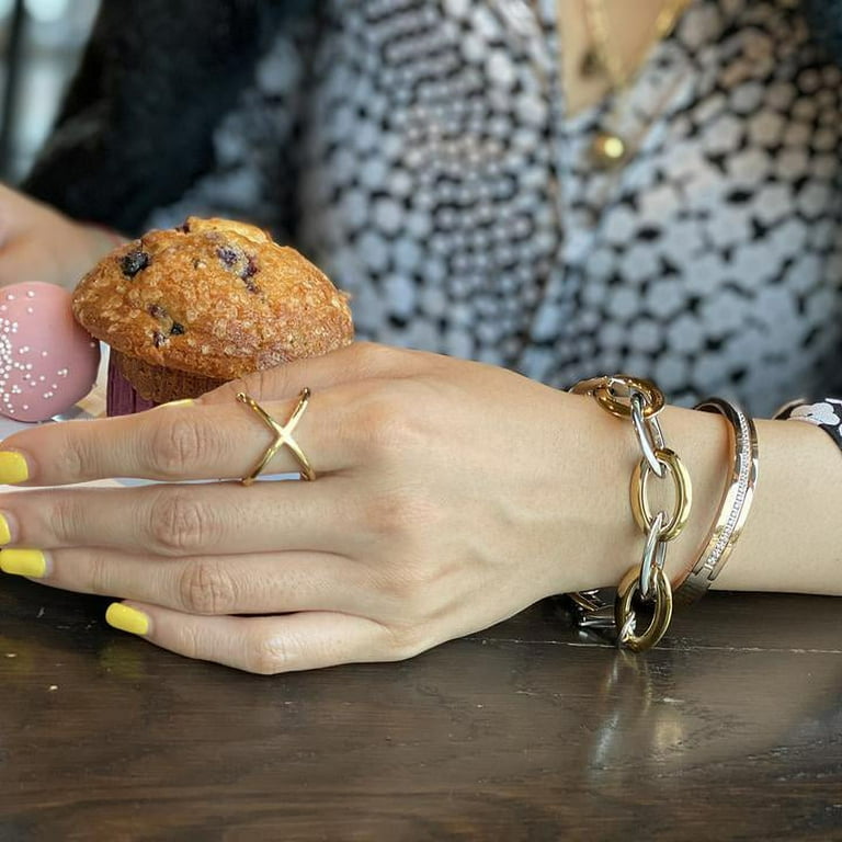 Rings for Women Fashion Rings Statement Rings Stainless Steel Ring Gold Plated Women Criss Cross Ring Size 7 10 Walmart