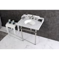 thumbnail image 2 of Kingston Brass LMS3030MB6 Pemberton 30" Carrara Marble Console Sink with Brass Legs (8-Inch, 3-Hole), Carrara Marble White/Polished Nickel, 2 of 8