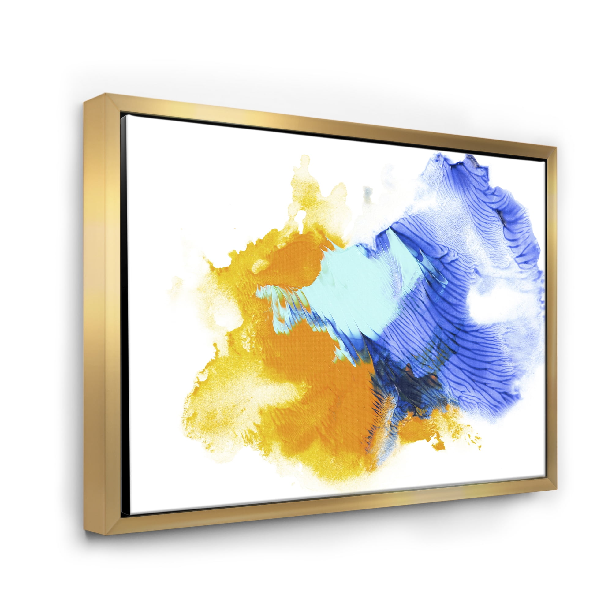 Designart 'Abstract Orange and Blue Clouds' Modern Framed Canvas Wall Art Print
