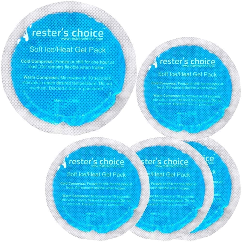 Gel Cold & Hot Packs (5 Ice Packs) 4' Circle Reusable Warm or Ice Packs for Injuries – Hot & Cold Compress for Swelling, Bruises, Surgery