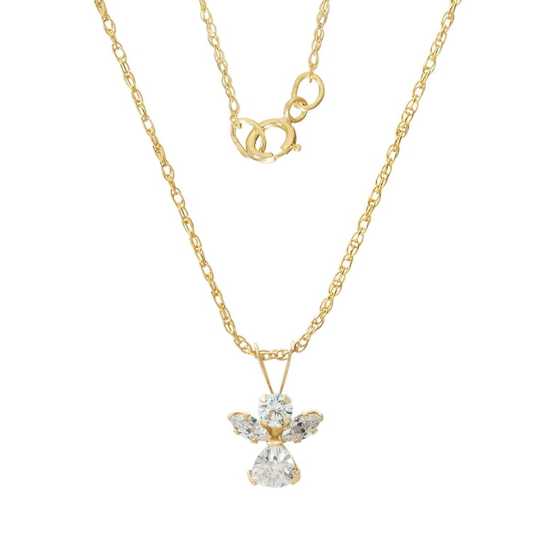 Brilliance Fine Jewelry Girl's 14K Yellow Gold CZ Angel Pendant