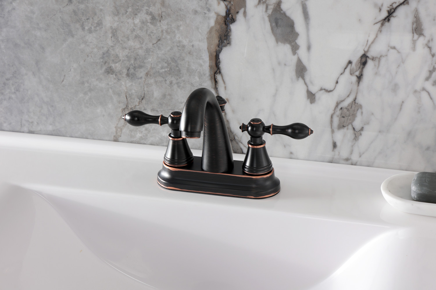 Fauceture 4-Inch Centerset Bathroom Faucet in Naples Bronze with Ceramic Disc by Kingston Brass
