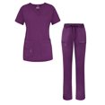 thumbnail image 1 of Adar Uniforms Women's Scrub Set - Enhanced V-Neck Top/Multi Pocket Pants - 4400 - Eggplant - 3X, 1 of 7