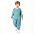 thumbnail image 2 of Yeaiivve Jogger Sets for Toddler Boys 2 Piece Summer Outfits Breathable Long Sleeve Henley Top and Jogging Pants Suits for Play Travel Lounging Light Blue 2-3 Years, 2 of 6