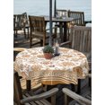 thumbnail image 2 of Outdoor Tablecloths with Umbrella Hole & Zipper, Orange Floral Round Tablecloths 60 Inch, Vintage Flowers Botanical Farmhouse Greek Key Waterproof Table Cloth, Patio/Pool/Picnic Table Covers, 2 of 8