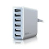 Photive 60 Watt 6 Port USB Desktop Rapid Charger with Intelligent USB Charger and Auto Detect Technology (White) USB Powered Extension Outlet for USB Powered Devices