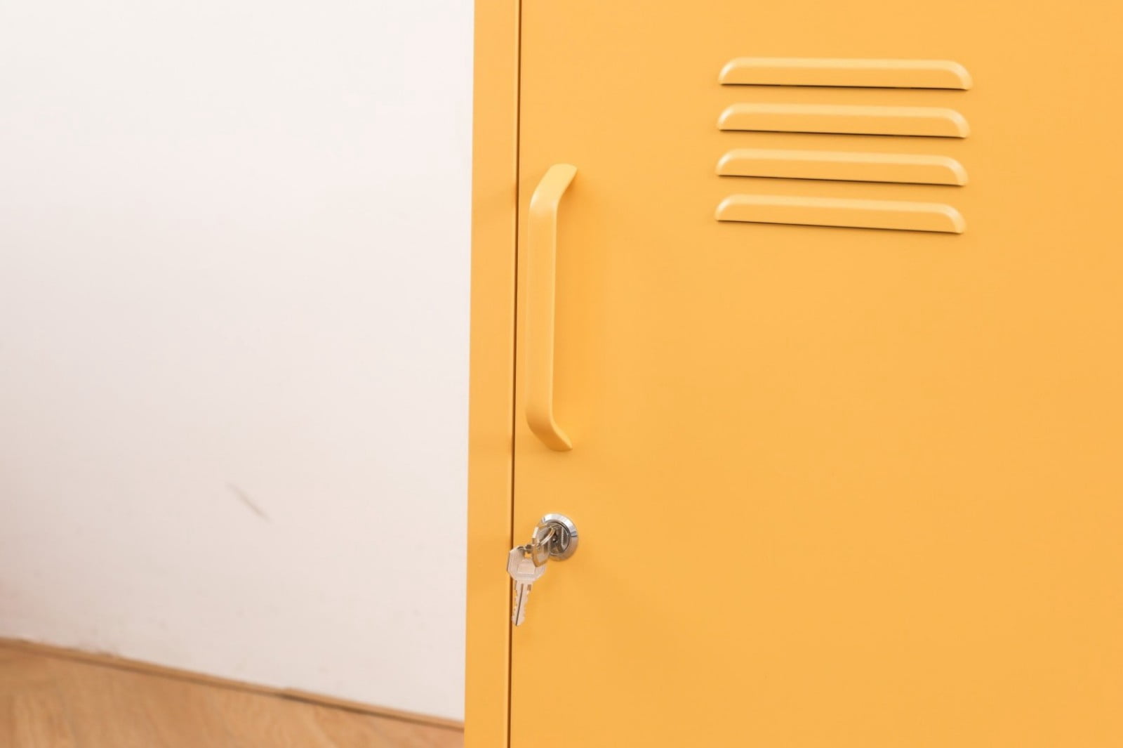 27.17"H Metal Storage Cabinet with Lock, Steel Organizer with Adjustable Shelf, Secure Freestanding Cabinet for Home Office Use, Yellow