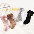 thumbnail image 5 of 5Pairs Baby Girls knee high socks Toddler Bow Mesh Breathable Dress Socks Kids Cotton Tube Uniform Stockings, 5 of 5