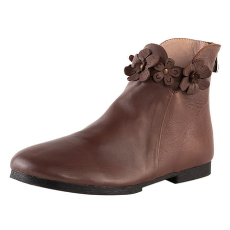 

adviicd Womens Rain Boots Size 8 Heels Zipper Color Women Retro Solid Booties Shoes Flowers Round Short Toe women s