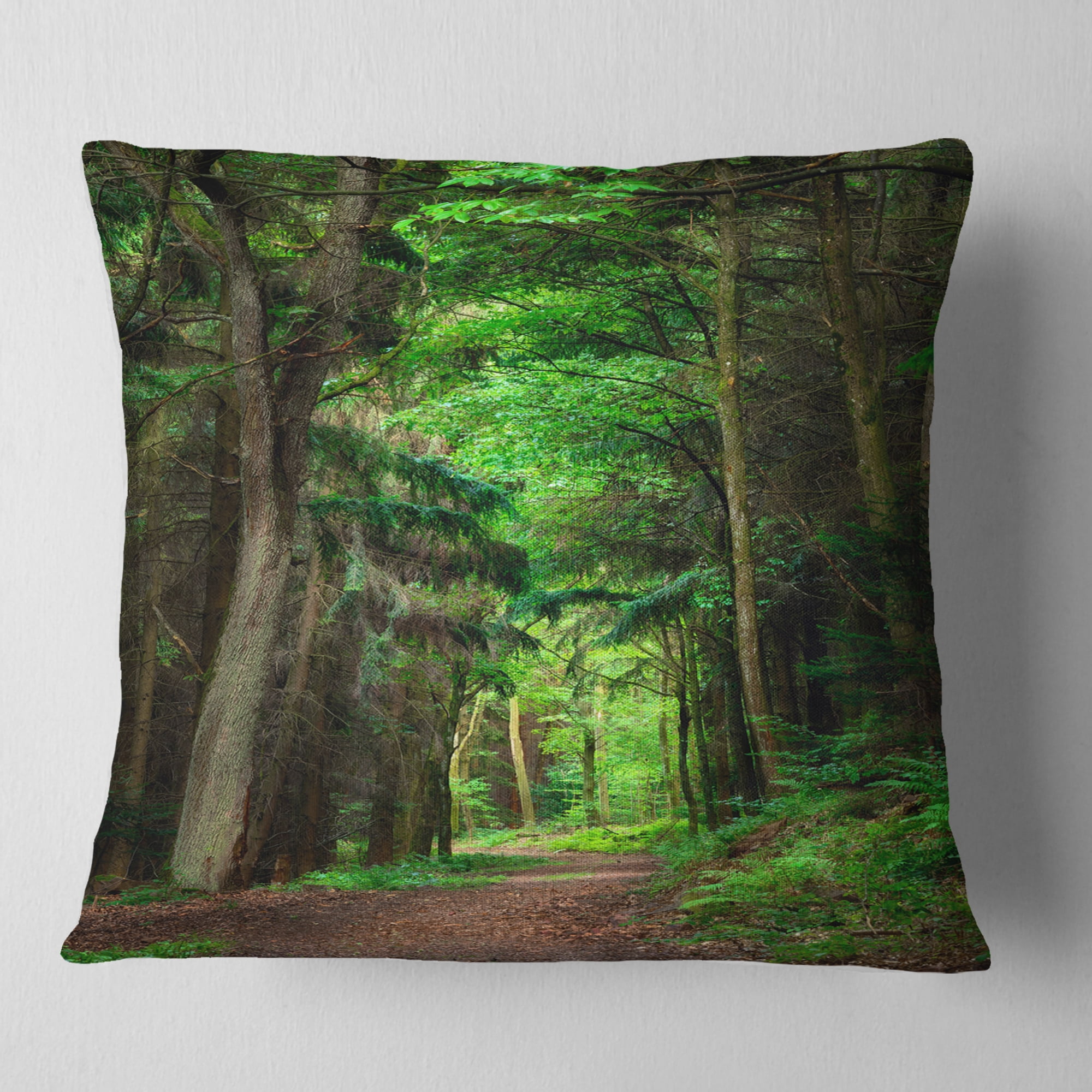 Designart Dreamy Greenery in Dense Forest - Forest Throw Pillow - 16x16