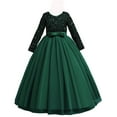 thumbnail image 1 of HXWCHs Robe en Tulle et Brillance Filles Longue Robe Formelle Élégante Robe de Soirée avec Détails à Sequins pour Vert 8-9 Ans, 1 of 7