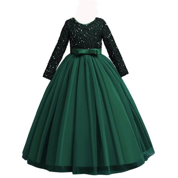 Xijirk Girls Dresses,And Shine Long Formal Dress for Girls Elegant Party Gown With Sequin Detailing For,Dresses for Girls,Green,6-7 Years