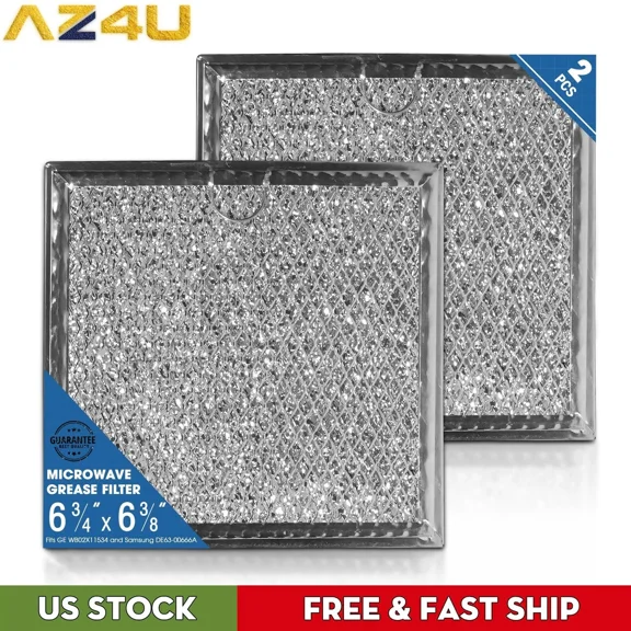 AZ4U 2 Pack Air Filter Factory Grease Filter WB02X11534 Compatible with GE Microwave Ovens Aluminum Grease Mesh Filter 6.81" X 6.34" - Replaces DE63-00666A AP5306190 PS3506741