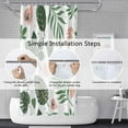 thumbnail image 6 of 36x72 Inch Tropical Leaves Shower Curtain Pink Leaf Green Palm Banana Plant Nature Botanical Shower Curtains Waterproof Polyester Bathroom Home Decor Set with Hooks, 6 of 6