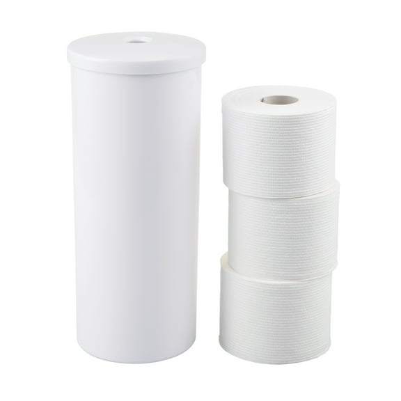 iDesign Compact Toilet Paper Holder with Lid - 6.05" x 6.05" x 14.43", White