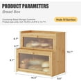 thumbnail image 2 of Double Layer Bamboo Bread Box for Kitchen Counter,Bread Holder,Countertop Bread Storage with Window, 2 of 7