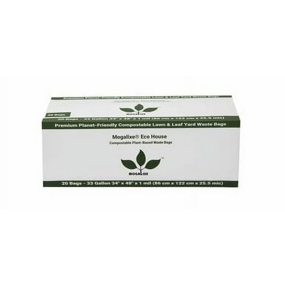 Mogalixe Compostable Trash Bags - 33 Gallon (20 Count) - Unscented - Certified Compostable